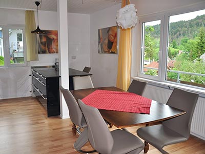 Wohnung Park: Wohnbereich mit voll ausgestatteter Küche
